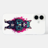 Cyberpunk Cat iPhone 16 Coque - Neon Samurai Stree (Verso (horizontal))