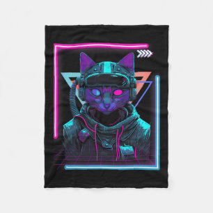 Cyberpunk Cat Kat Punker Futuristische Cyber Punk Fleece Deken
