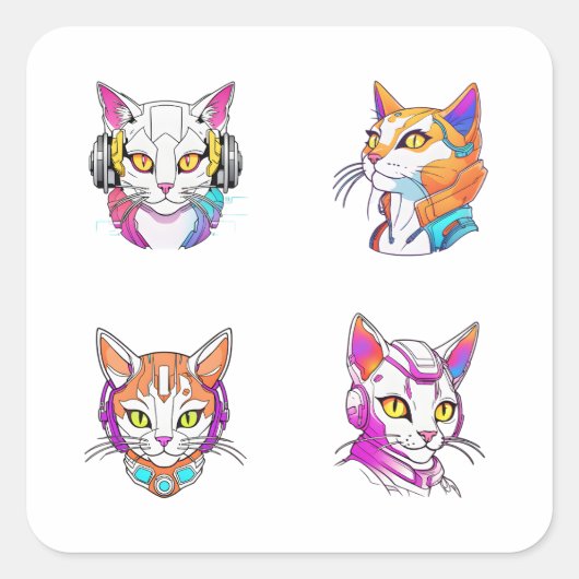 Cyberpunk Chat Doodle Style 4 Pack Stickers (Devant)