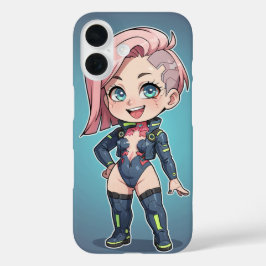 Cyberpunk Chibi Girl iPhone 16 Hoesje