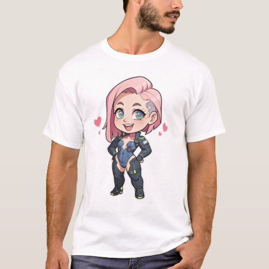 Cyberpunk Chibi Girl T-shirt (Voorkant)
