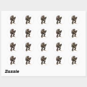 Cyberpunk chimpansee Fighter Ronde Sticker