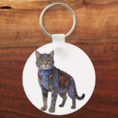 Cyberpunk Circuit Kat - Neon Tech Beest Sleutelhanger (Voorkant)