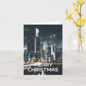 Cyberpunk City Kerstmis Kaart (Gele Bloem)