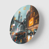 Cyberpunk City wolkenkrabber auto's Ronde Klok (Hoek)