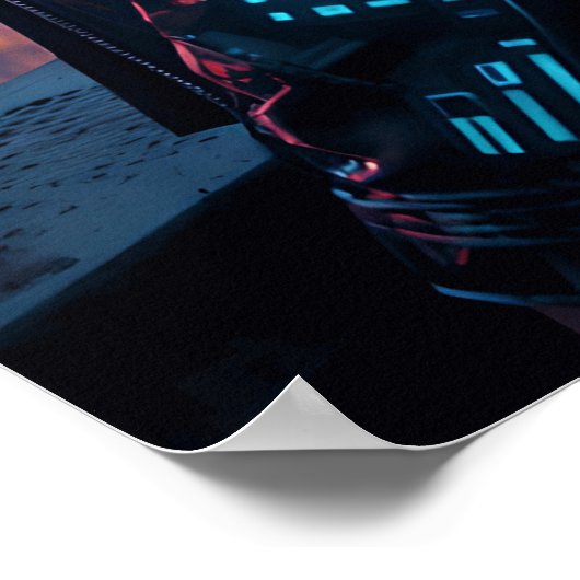 Cyberpunk Cityscape Poster Futuriste Femme Hacke (Coin)