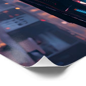 Cyberpunk Cityscape Poster Futuriste Femme Hacke (Coin)