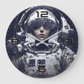 Cyberpunk Cosmic Navigator Wall Clock Grote Klok (Voorkant)