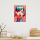 Cyberpunk Cyborg Meisje Poster (Keuken)