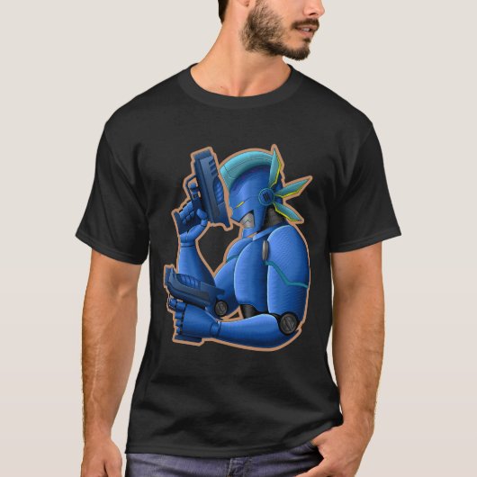Cyberpunk Cyborg Robot - Futuristic Cobalt Android T-shirt (Voorkant)