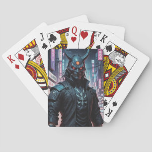 Cyberpunk Demon Samurai Pokerkaarten