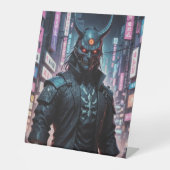 Cyberpunk Demon Samurai Reclamebord Met Voetstuk (Voorkant)