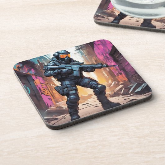 Cyberpunk- dessous de verre avec dos de liège - en (Côté gauche)