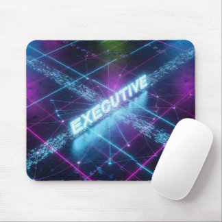 Cyberpunk Directeur Neon Lichtgevend Blauw Raster Muismat