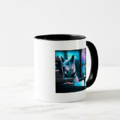 Cyberpunk Dog in koffie #2 AI Generated Mok (Voorkant rechts)