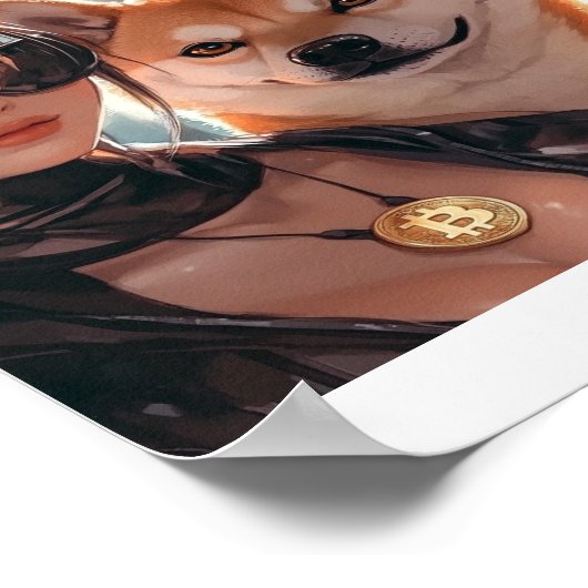 Cyberpunk Dogecoin Waifu Crypto Anime Poster (Hoek)
