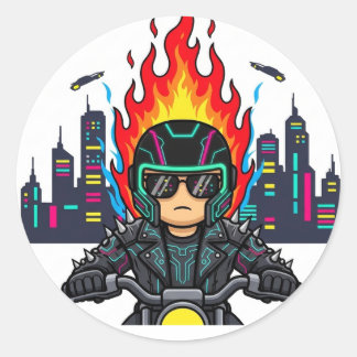 cyberpunk-fiets ronde sticker