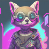 Cyberpunk Fox Sticker (Voorkant)