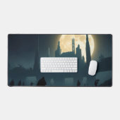 Cyberpunk Full Moon Desk Mat – futuristisch stadsg (Keyboard & Muis)