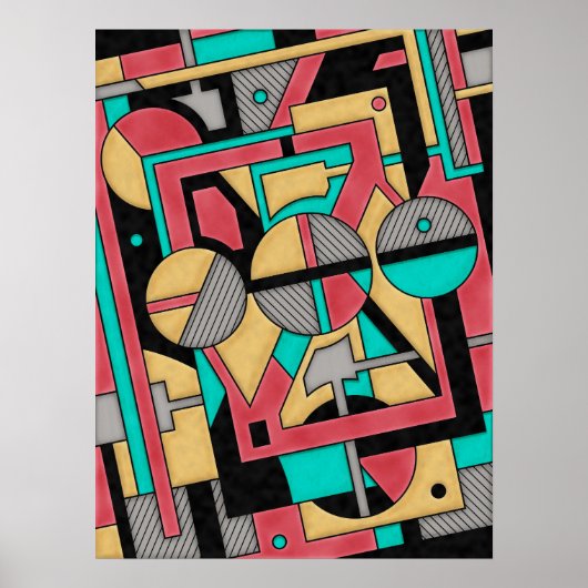 Cyberpunk geometrisch Abstract patroon Poster (Voorkant)