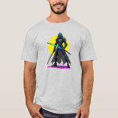 Cyberpunk gepantserde Samurai Neon Warrior Art T-shirt (Voorkant)