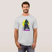 Cyberpunk gepantserde Samurai Neon Warrior Art T-shirt (Voorkant volledig)