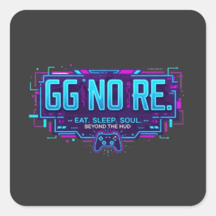 Cyberpunk GG NO RE Gaming Esthetiek - Neon Gamer Vierkante Sticker
