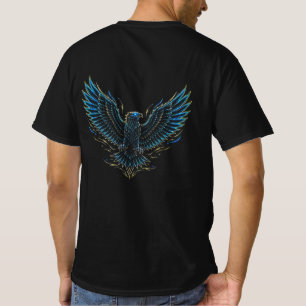 Cyberpunk Glitch Eagle Voor- en Achterkant T-shirt