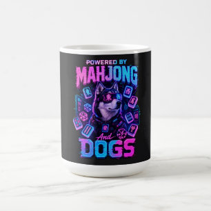 Cyberpunk Husky Neon Mahjong Gaming Hondenliefhebb Koffiemok