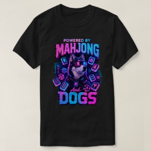Cyberpunk Husky Neon Mahjong Gaming Hondenliefhebb T-shirt