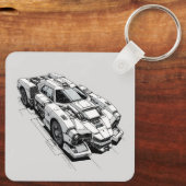 Cyberpunk Ink Car Illustration sleutelhanger (Achterkant)