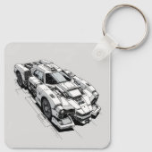 Cyberpunk Ink Car Illustration sleutelhanger (Achterkant)