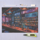 Cyberpunk Inkt Schilderij van een Bar Tissuepapier (Craft)