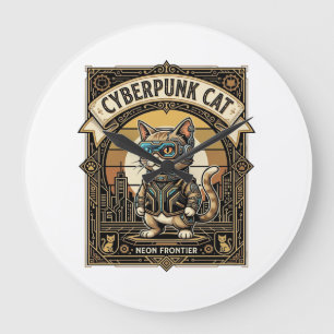 Cyberpunk Kat Kat Cyberpunk Vintage Grote Klok