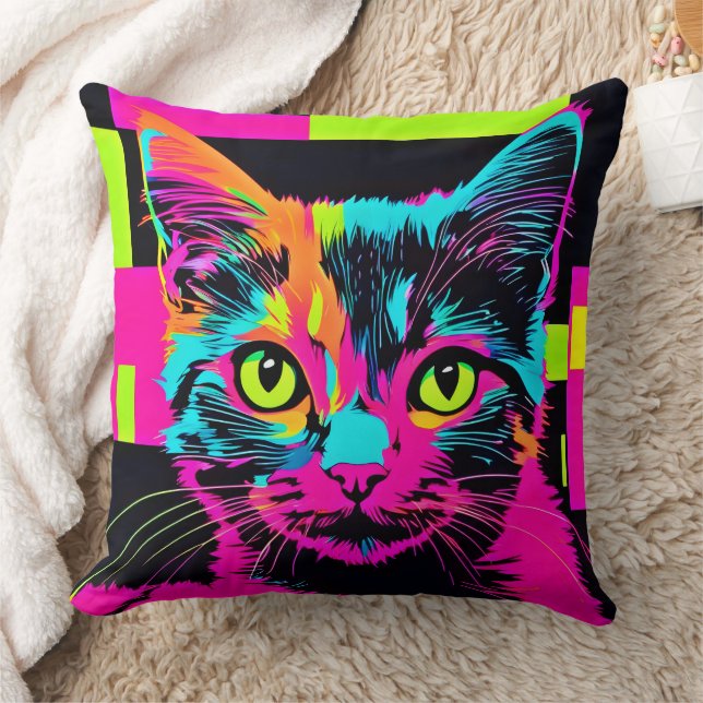 Cyberpunk Kitty Kunst Kussen (Deken)