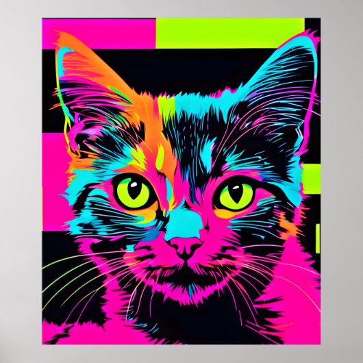 Cyberpunk Kitty Kunst Poster (Voorkant)