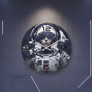Cyberpunk Kosmische Navigator Wandklok Grote Klok