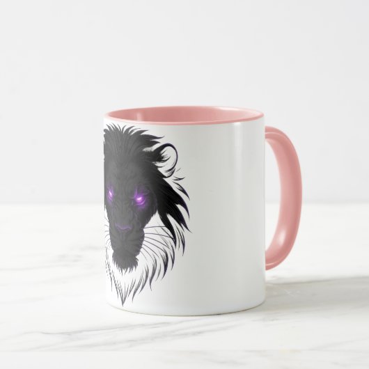 Cyberpunk Lion Mok – Bold & Futuristic Coffee Cup (Voorkant rechts)