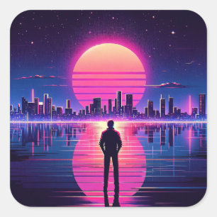 Cyberpunk-Man Vierkante Sticker