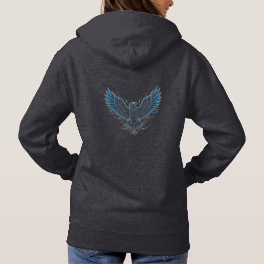 Cyberpunk Neon Adelaar Glitch Hoodie (Achterkant)