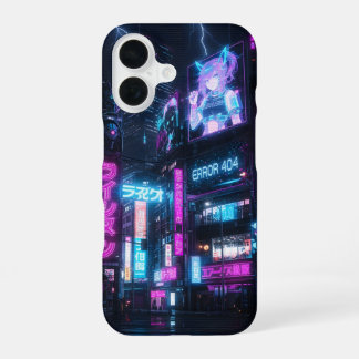 Cyberpunk Neon Anime Girl Glitch Phone Case iPhone 16 Hoesje