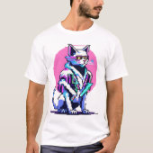 Cyberpunk Neon Cat Blade Master T-shirt (Voorkant)