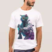 Cyberpunk Neon Cat in Urban Streetwear T-shirt (Voorkant)