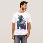 Cyberpunk Neon Cat in Urban Streetwear T-shirt (Voorkant volledig)