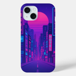 Cyberpunk Neon City iPhone 15 Hoesje – Vaporwave S