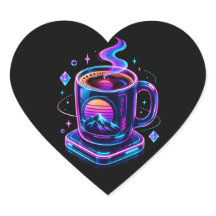 Cyberpunk Neon Koffiekopje Esthetische Ronde Stick