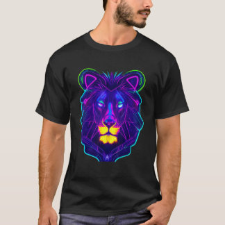 Cyberpunk Neon Light Leon Unique Animal King Color T-shirt