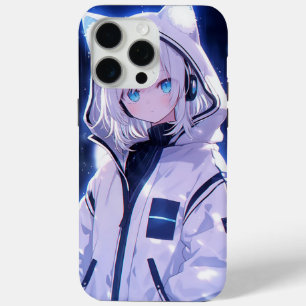 Cyberpunk Neon Pols Anime Meisje iPhone 15 Pro Max Hoesje