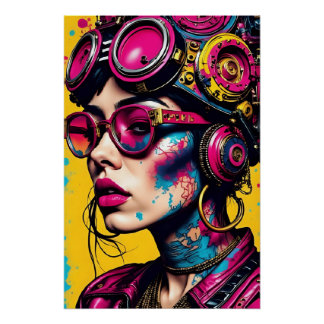 Cyberpunk Neon Rebel – futuristische streetwear ar Perfect Poster