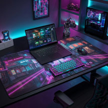 Cyberpunk Neon Stad Nacht Esthetisch Gamen